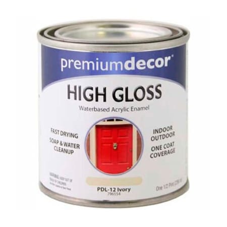 General Paint Interior/Exterior Paint, Gloss, Ivory, 1/2 Pint 796554